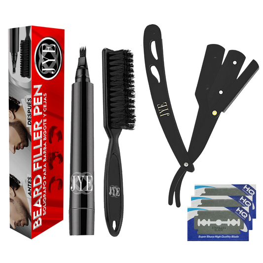 Kit Bolígrafo para Barba + Portanavajas Negra Barba y Cabello JYE