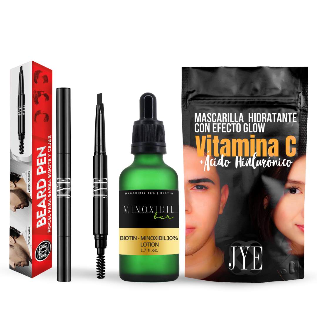 Kit Hombre Guerrero B - Biotina con Minoxidil 10% + Pincel + Mascarilla