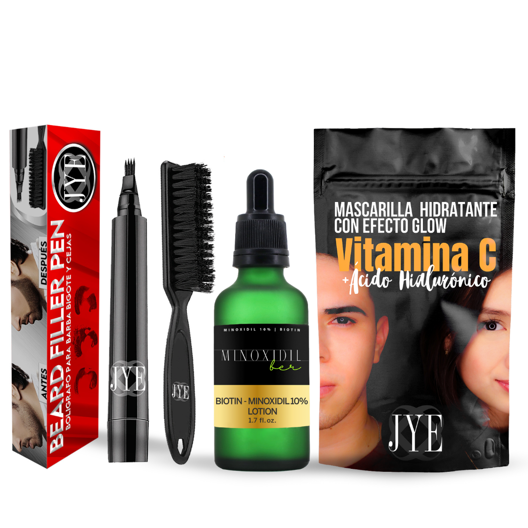 Kit Hombre Guerrero - Biotina con Minoxidil 10% + Bolígrafo + Mascarilla