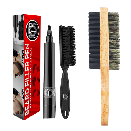 Kit Bolígrafo para Barba + Cepillo de Bamboo Doble JYE