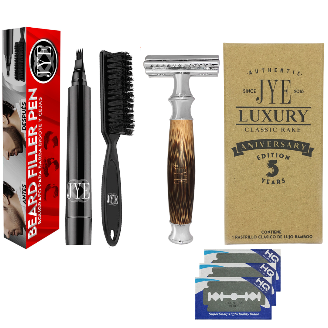 KIT Bolígrafo para Barba + Rastrillo de Bamboo JYE