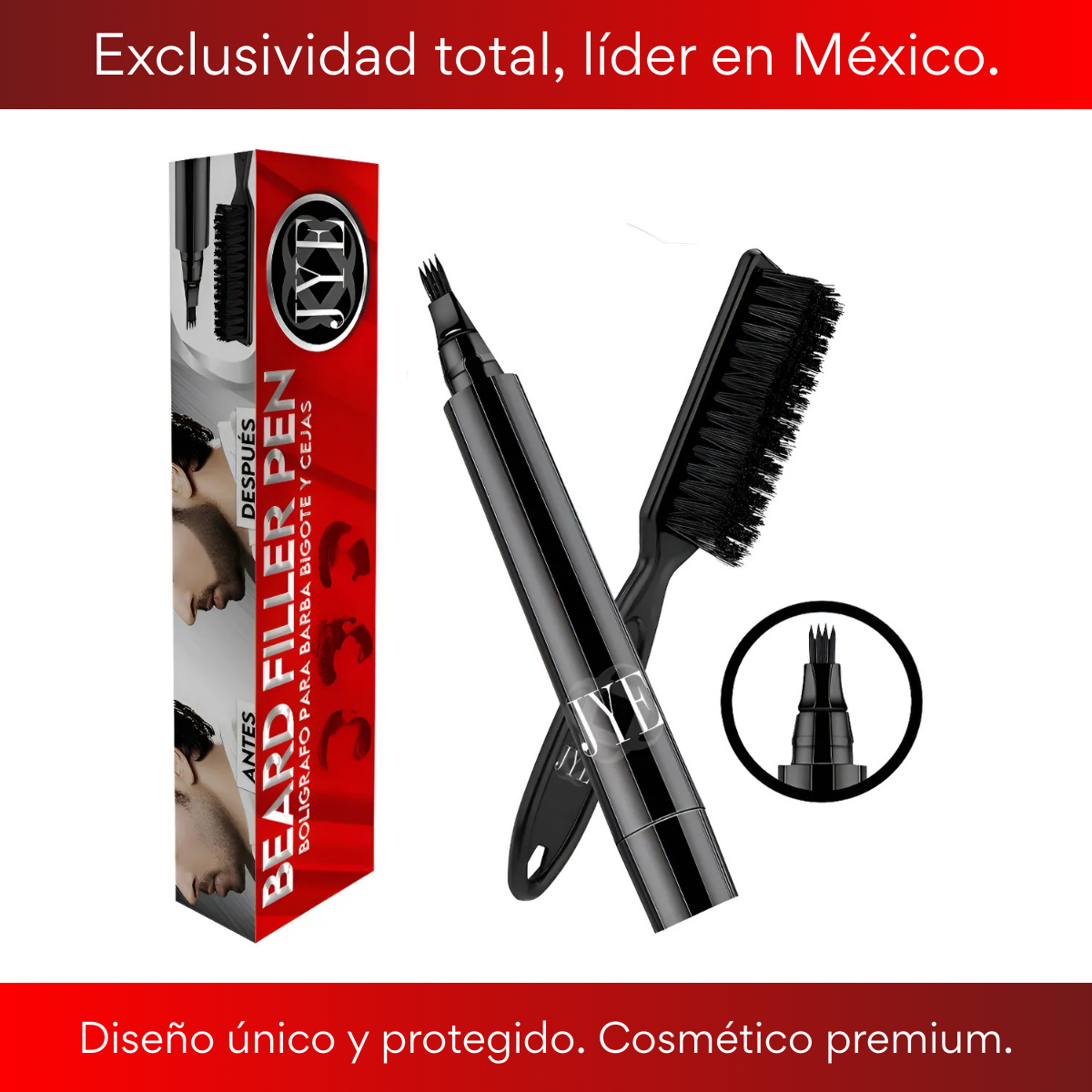 Diseño Exclusivo Kit Bolígrafo para Barba, Bigote y Cejas