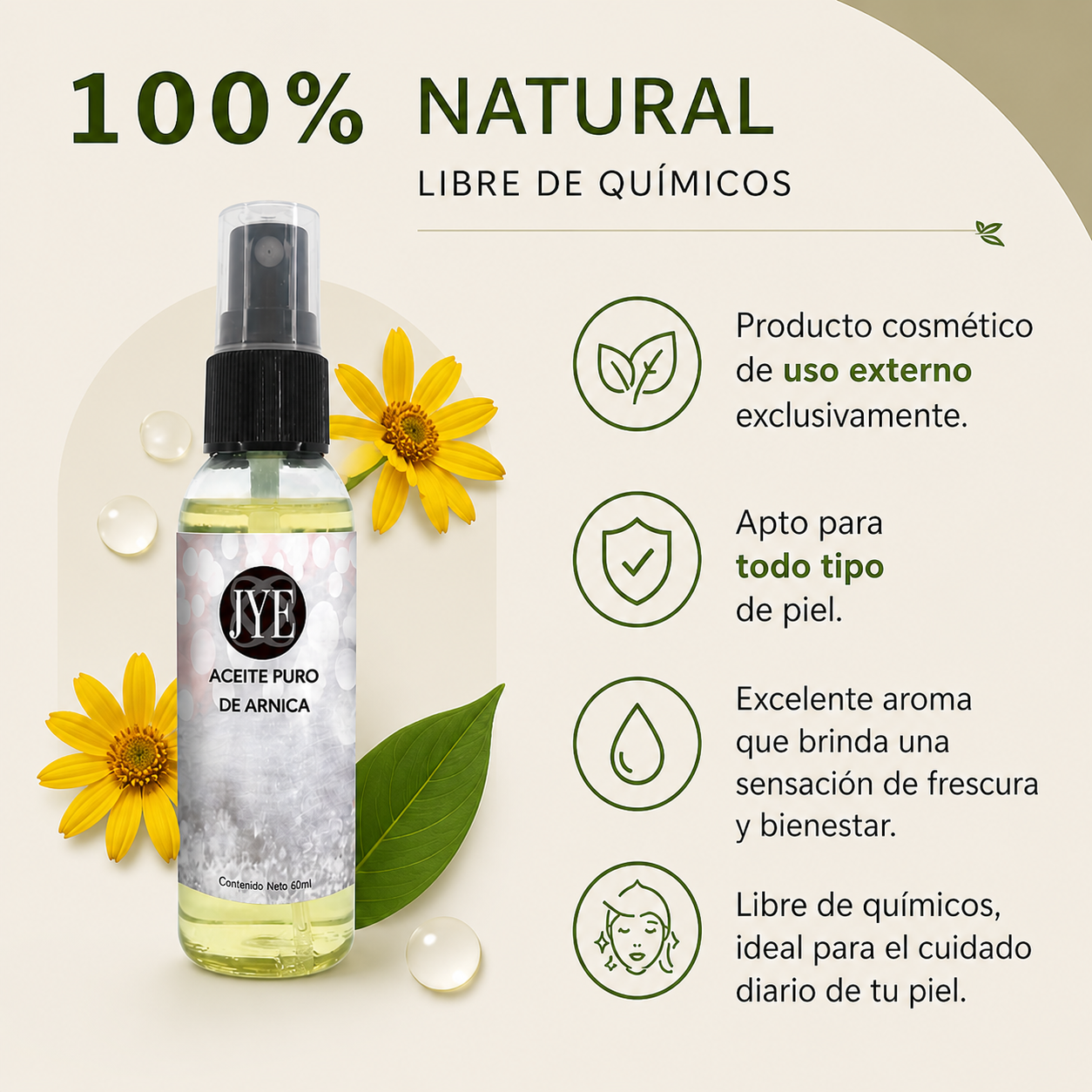 Aceite de Árnica JYE | Masaje Muscular 100% Natural 60ml