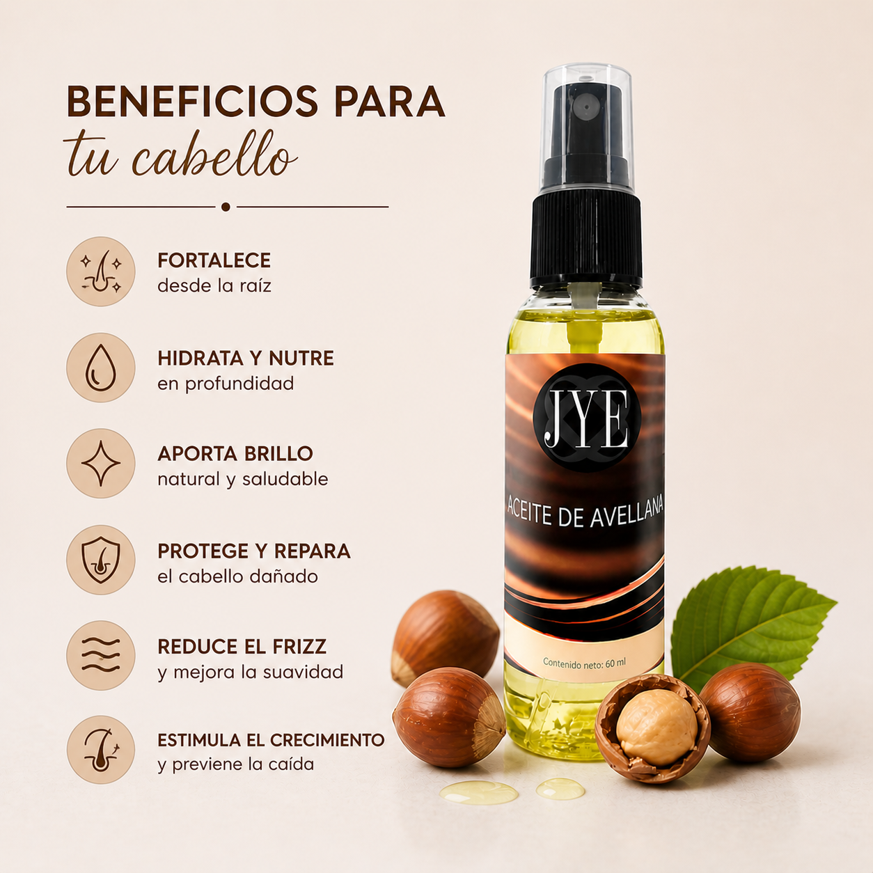 Aceite de Avellana Hidratante 60 ml JYE