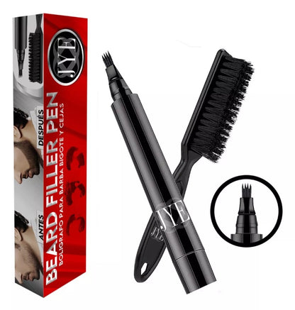 Kit Bolígrafo para Barba + Portanavajas Color Negro con Oro para Barba y Cabello