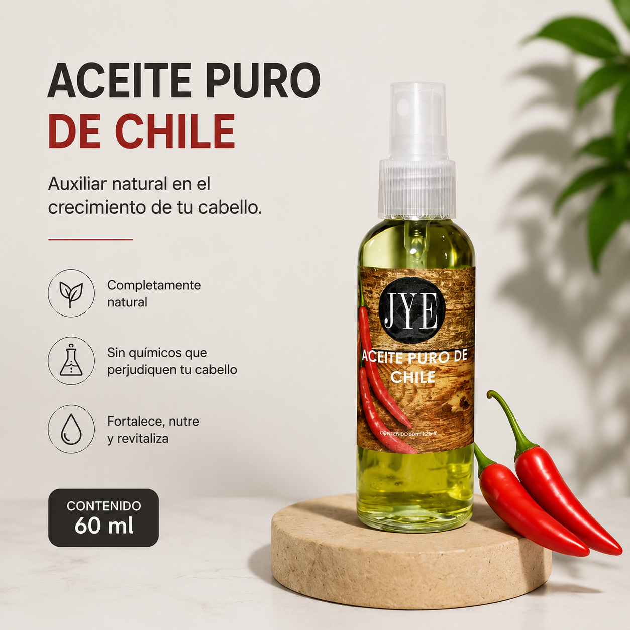 Aceite Puro de Chile Potenciador Extremo De Crecimiento Fórmula De Engrosamiento Y Regeneración