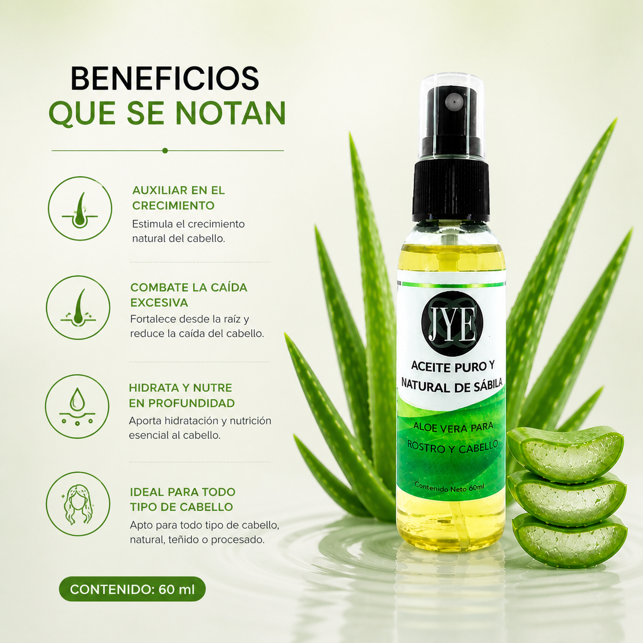Aceite de Sábila Crecimiento 60 ml JYE